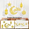 Eid Mubarak Pendant Decoration Star Moon Hanging Ornament Acrylic Mirror Ramadan Kareem Home Background Muslim Party Supplies