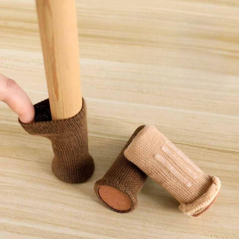 4 Pcs/set Knitted Silent Furniture Legs Socks High Elastic Feet Socks Floor Protectors with Anti-Slip Pads Thick Chair Feet Cover