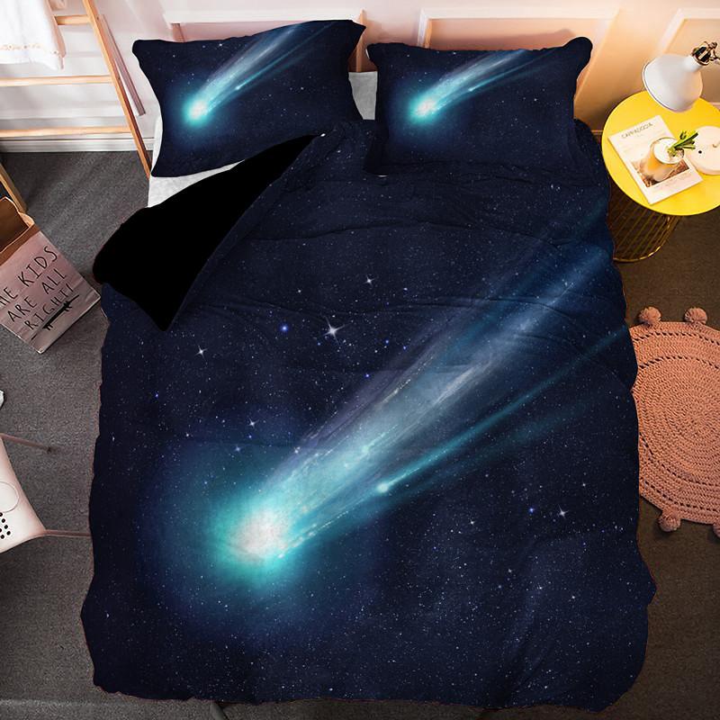 Пододеяльник с изображением метеорита и звезд, комплект постельного белья, ночное небо, сияющие звезды, покрывало для детей и подростков, для взрослых, полиэстер, пододеяльник размера King Size