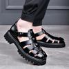 New Designer Platform Sandals for Men 2025 Summer Buckle Leather Dress Sandal Shoes Man Big Size Black Sandalias Hombre