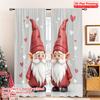 2 шт. 2D плоская печать С Рождеством Христовым Занавески Милая рождественская пара гномов Полиэстер Без электричества Праздничные украшения