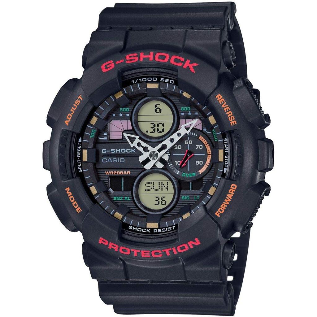 Casio Мужские часы из кварцевой смолы, Аналогово-цифровой дисплей, Ремешок, GA-140-1A4
