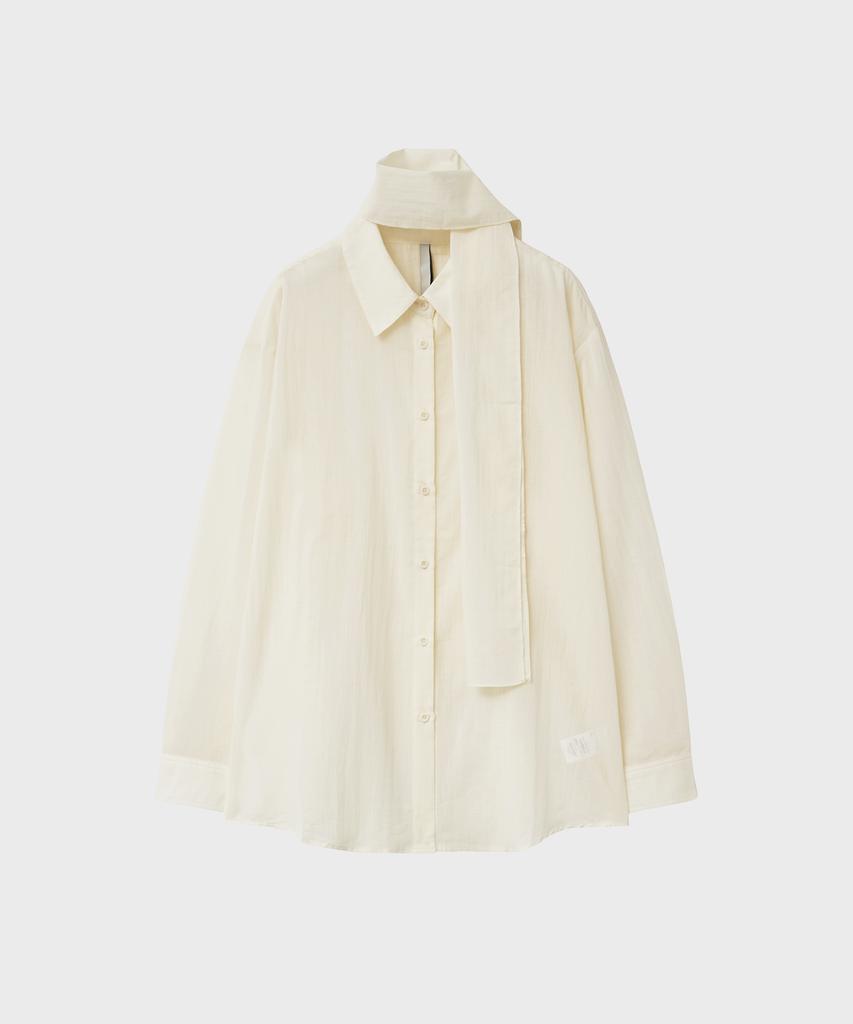 NOIRER FOR WOMAN Pale Scarf Loose Fit Shirt (Buttercream)