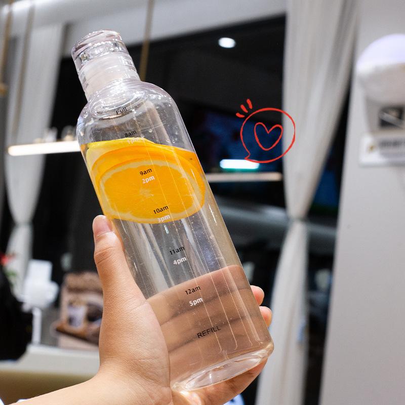 Water bottle creative space plastic cup time drift bottle graduated cup summer sports water cup kettle advertising gift cup