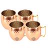 Copper Nickel Round Shaped Hammered Design Moscow Mule Beer Mug Cup, Volume-530ML, Set of 4