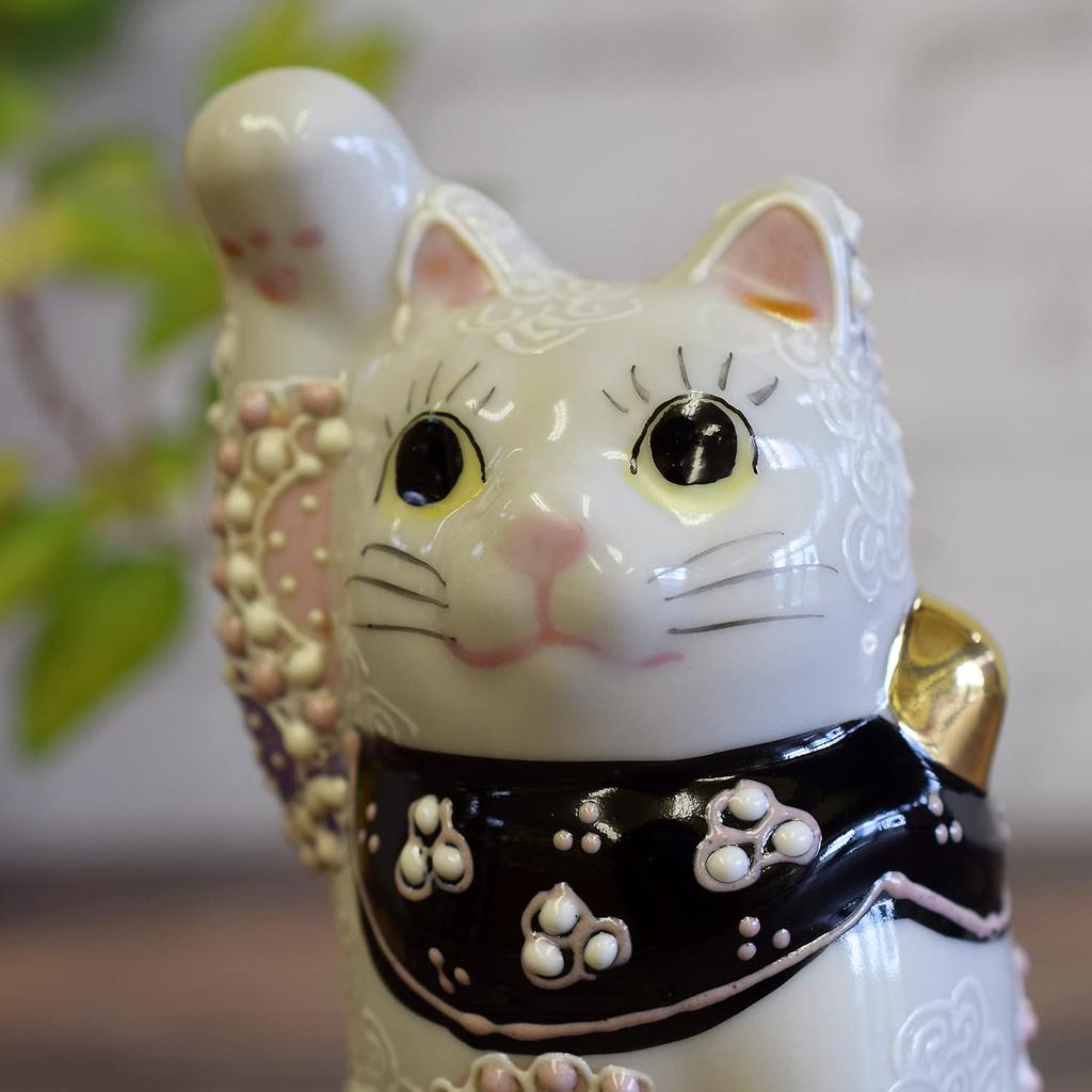 Японский склад манящая фигурка кошки керамическая посуда Кутани изделия правая рука манящая кошка цветок фиолетовый фэн-шуй удача интерьер в японском стиле