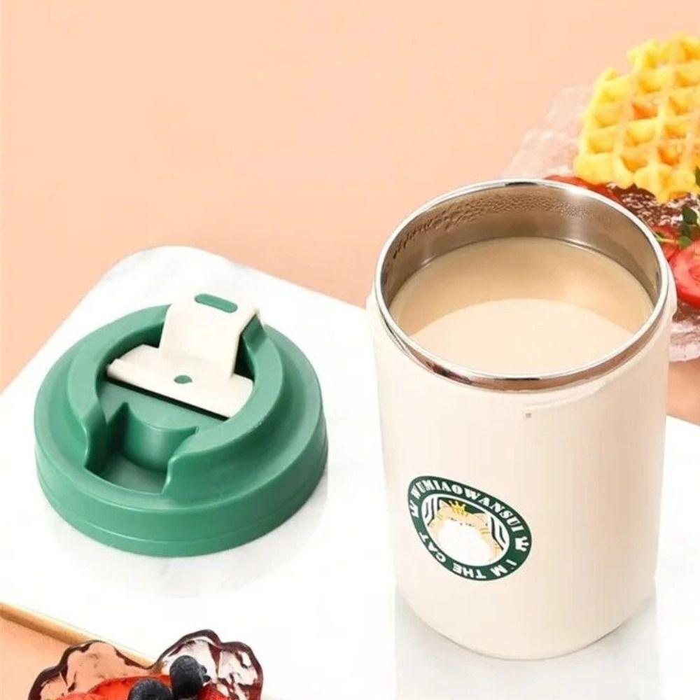 Double Layer Coffee Cup Cartoon Cat Pattan Coffee Tumbler Portable Vacuum Flasks Cup Travel