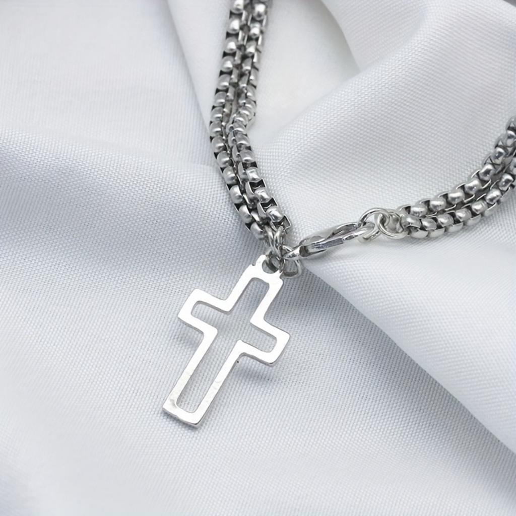 1 шт. Хип-хоп серебристый цвет крест двухслойная цепочка браслет для мужчин женщин браслет
