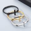 Chunky  Stainless Steel Wire Chain Bangle Men's Personalized Classic Cross Bracelet Jewelry Gothic Vintage Black Accessory