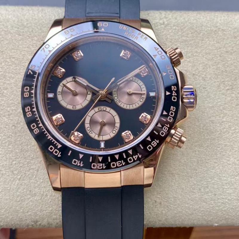 Мужские автоматические механические часы Rolex Daytona 40 мм, многофункциональные, с инкрустацией бриллиантами.