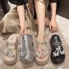 Wear Height-increasing Versatile Fashion Sandals Fairy Two Wear Thick-soled Round Head Lazy Casual Rhinestone Slippers 2025 Summer