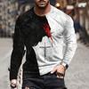 Mens T Shirt Autumn Long Sleeve Top Lion Pattern Clothing Casual O Neck Oversized Cross Print Pullover Autumn Mens T Shirt
