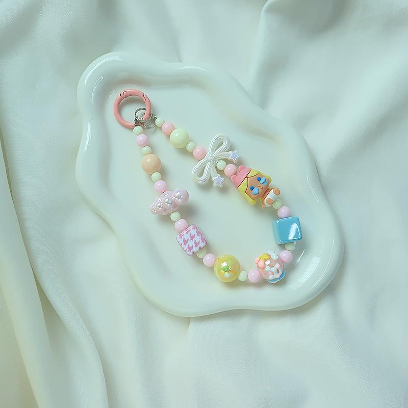 Милая мультяшная кукла, бисерный ремешок для телефона, брелок для рюкзака, брелок для ключей, кулон, анти-потеря, ремешок для телефона для iPhone, Samsung, подарки для девочек