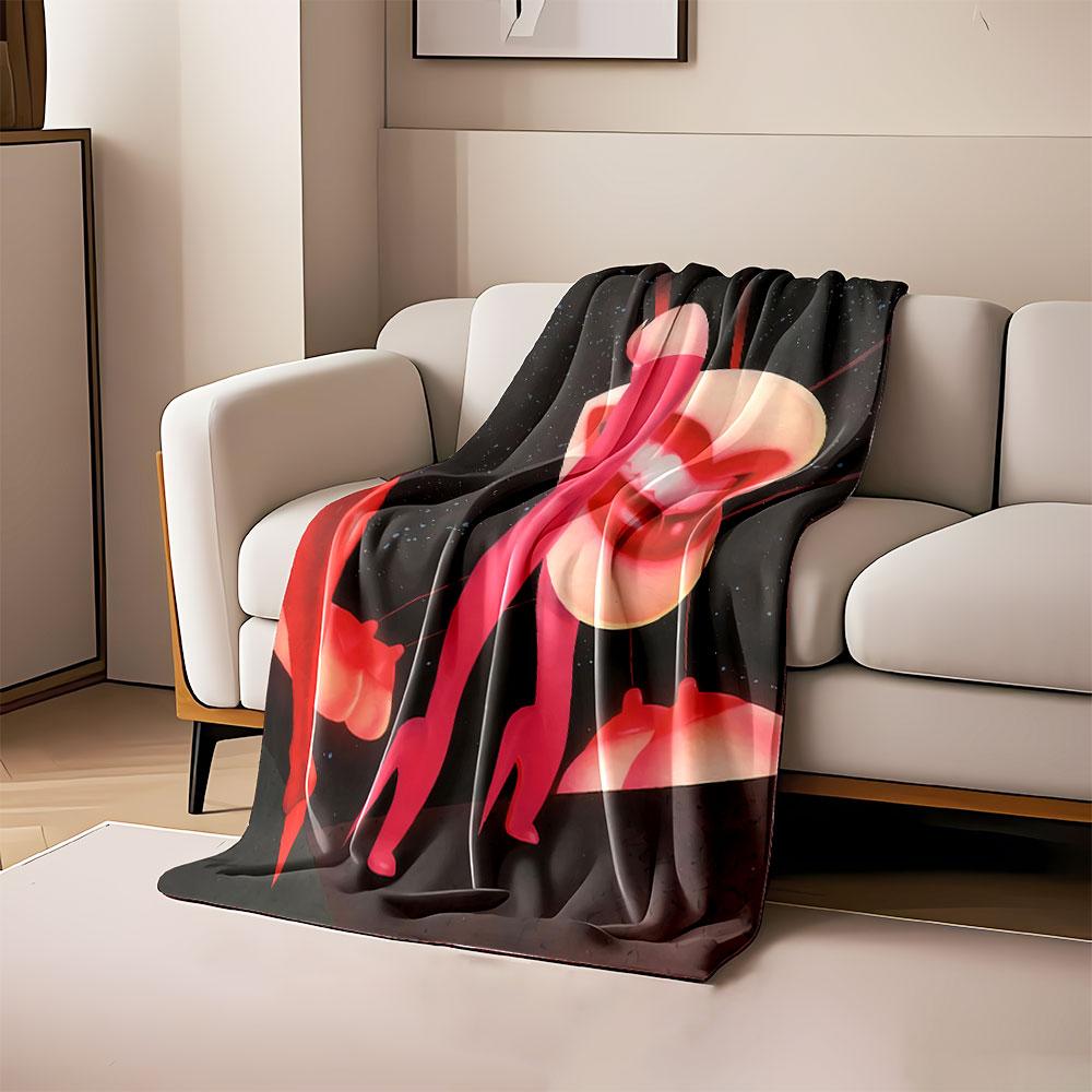 Surreal composition of lips, high heels, and human forms against a starry sky. for all seasons blanket lunch break throw gift