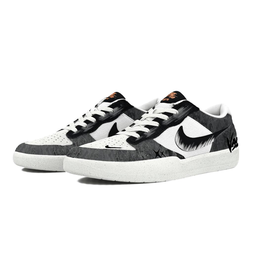 Nike SB Force 58 Cushioning Abrasion Resistant Low top Skateboard Shoes Men's Black White DV5477-012(Team1324-LD)