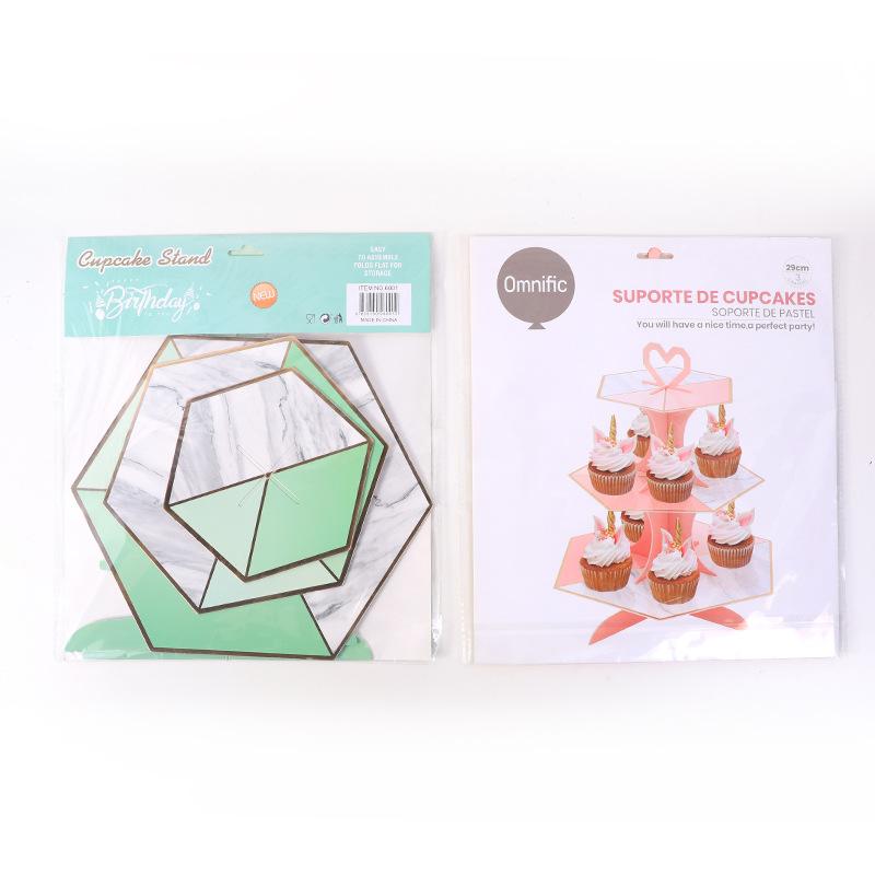 Складная трехъярусная бумажная подставка для торта, товары для дня рождения, десертный стол, украшение для торта, цветная подставка для кексов
