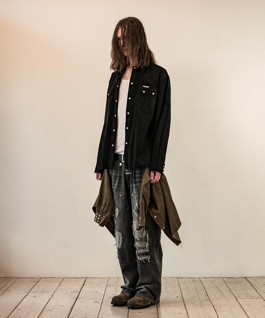 THEVINYLHOUSE Corduroy Western Shirts Black