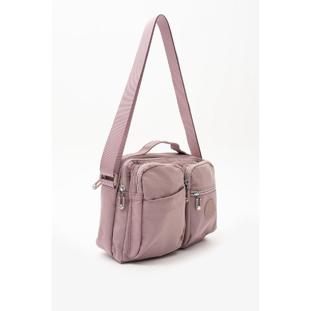 Women's Multi-pocket Waterproof Satin Fabric Adjustable Cross Strap Shoulder Bag