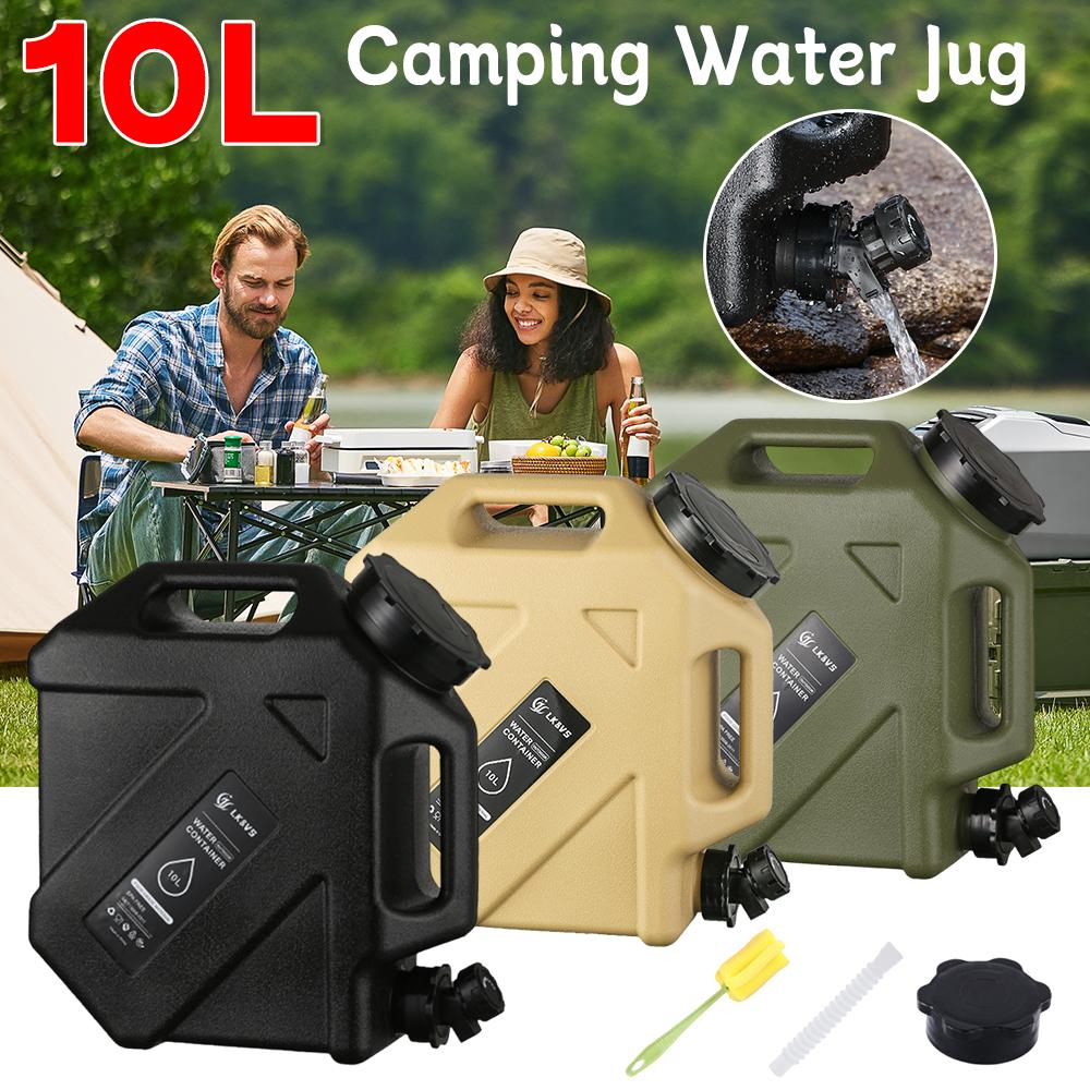10L Outdoor Water Bucket Large-Capacity Portable Camping Water Bag Container with Faucet Driving Water Tank for Picnic Hiking