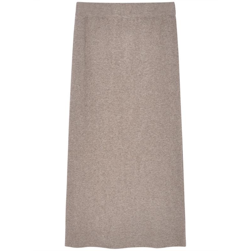 Autumn and Winter Sweater Skirt Elastic Waist Slim A-line Straight Sleeve Knitted Half Skirt Women Split High Waist Skirt Female