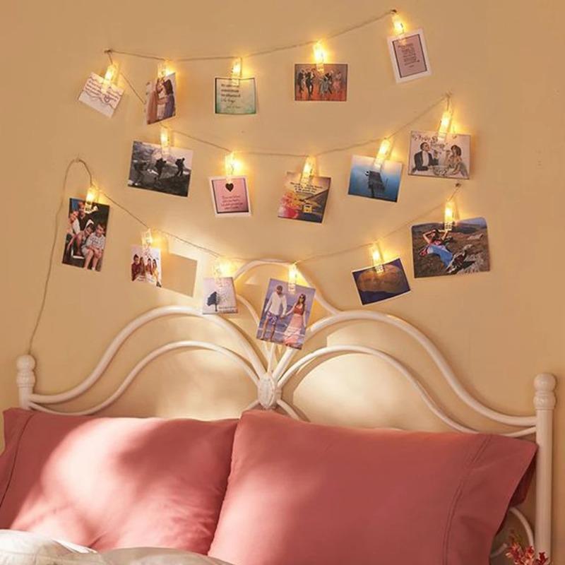 LED Light String with Clip Can Hang Small Card Postcard, New Year, Christmas Anniversary, Picture Decoration, Studio Wall Light String