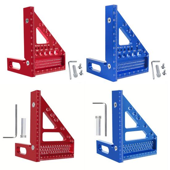 Линейка для чертежей 22,5-90 градусов со штифтом, 6 отверстий, высокоточная, портативная, удобная для переноски, плотницкий угольник, инструмент для деревообработки