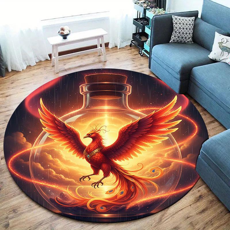 Mythicalcreaturesbottle Round Area Rug,Carpet Rug for Living Room Bedroom Sofa Playroom Decor,Non slip Floor Mat