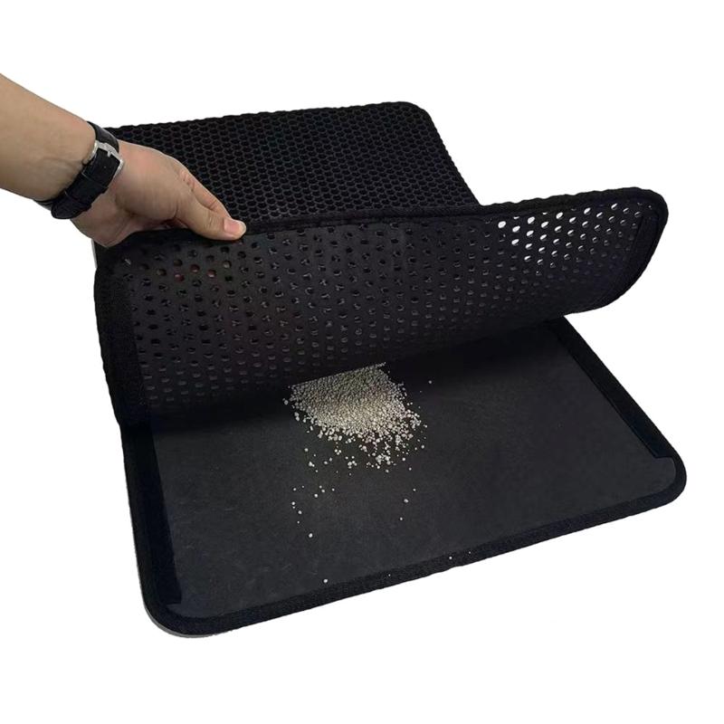 Cats Litter Mat Double Layer Washable Trapping Mat Scatter Control Easy to Clean Fits Under Litter Box, Litter Free F
