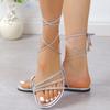 Летние Новые Сандалии Круглый Носок Открытый Носок Пайетки Перекрещенные Тонкие Тонкие с Мягкой Подошвой Противоскользящие Износостойкие Ремешок Плоская Обувь