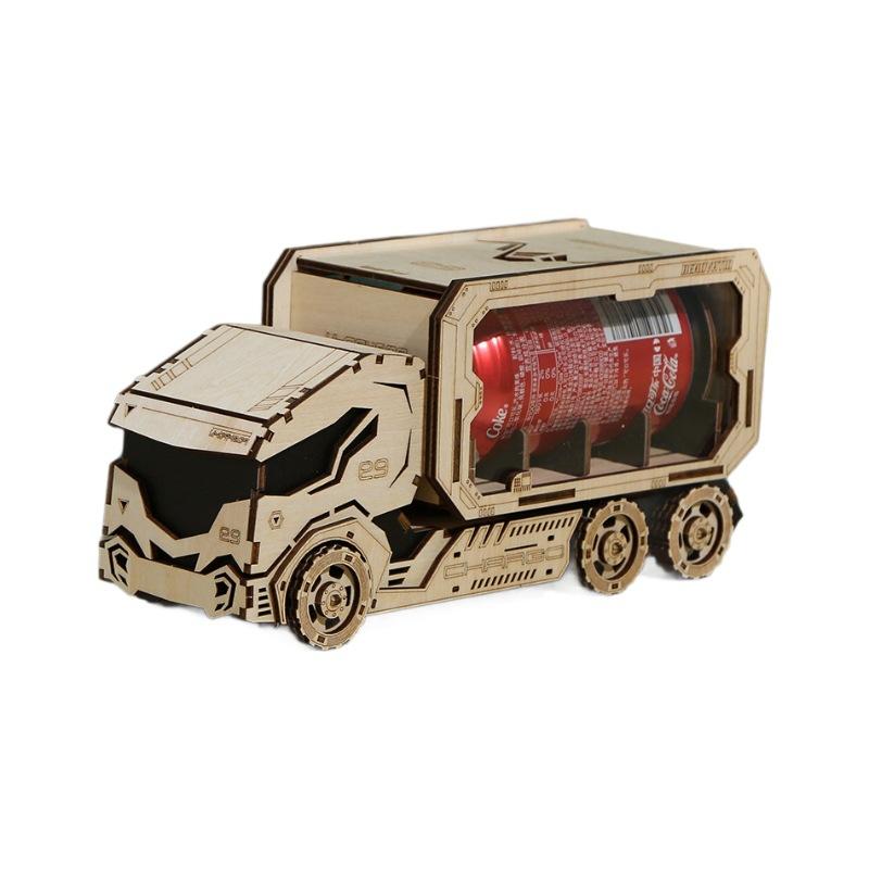 Diy Piggy Bank Truck Wooden 3D Three-Dimensional Puzzle Puzzle Decompression Assembled Toys Creative Crafts Ornaments