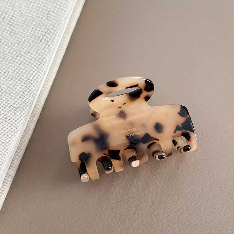 Korean Retro Gold Label Acrylic Shark Clip - Minimalist Square Design