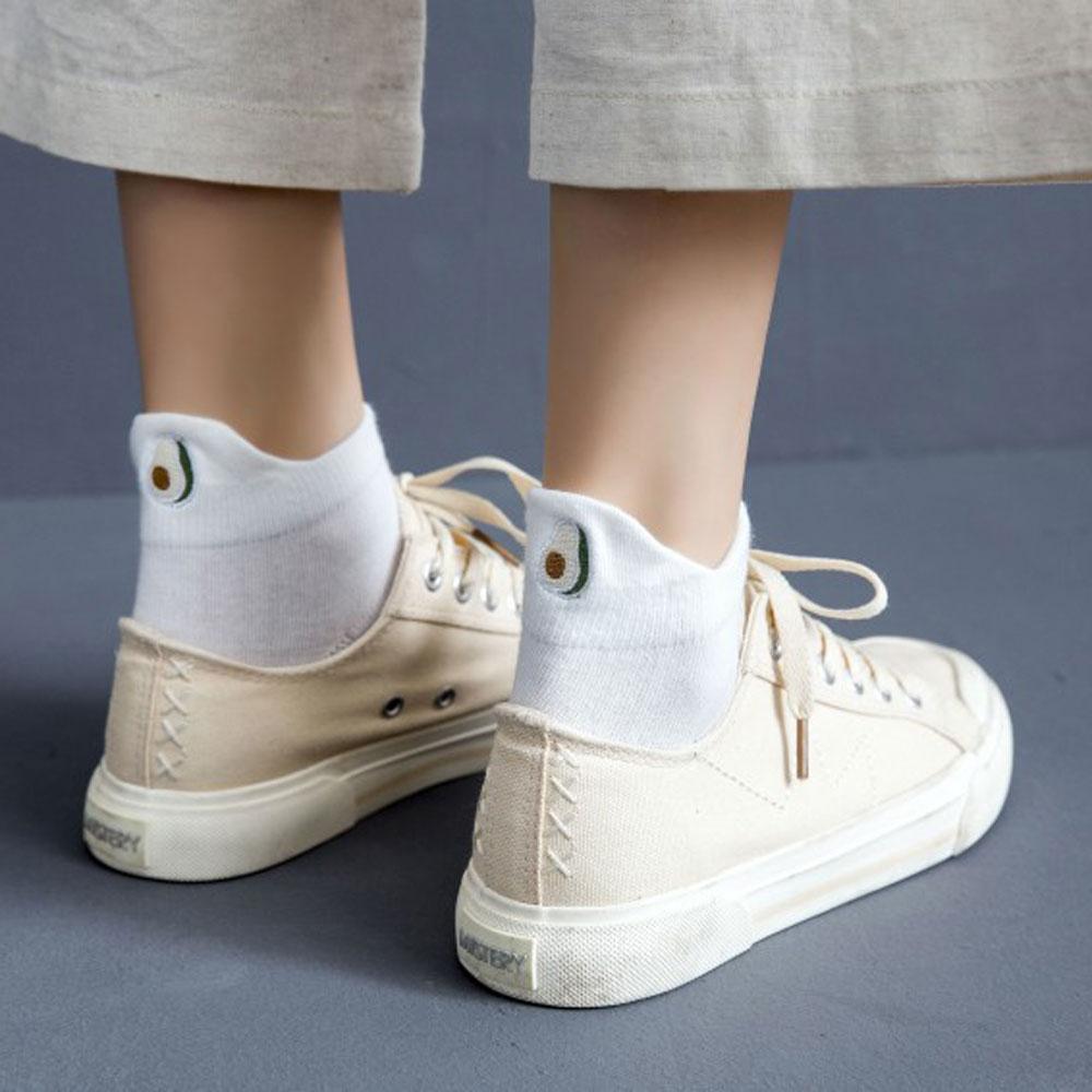 Милые короткие носки, женский комплект, носки до щиколотки с клубникой и авокадо, белые хлопковые забавные носки с низким вырезом и рисунком каваи