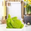 Easter Bunny Figurine Green Flocking Rabbit Sculpture Small Lifelike Rabbit Statue Table Centerpiece for Spring Garden Courtyard Home Decor