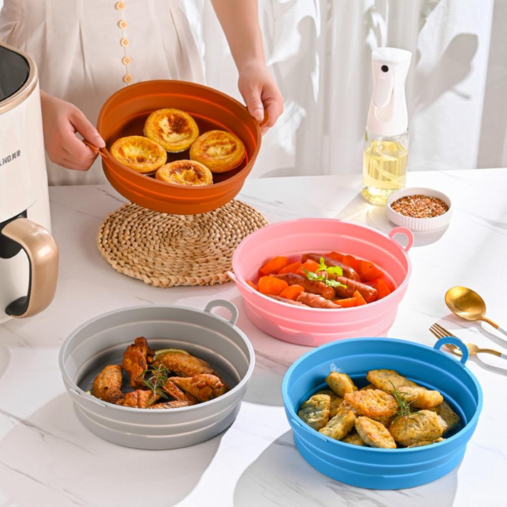Silicone Air Fryers Oven Baking Tray Pizza Fried Chicken Airfryer Silicone Basket Reusable Airfryer Pan Liner Accessories