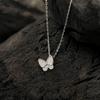 Flash Diamond Butterfly Necklace Female Minimalist Niche Design Sense Three-dimensional Zircon Clavicle Chain Stainless Steel