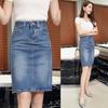 Spring/Summer 2025 High Waist Plus Size Bodycon Denim Midi Skirt