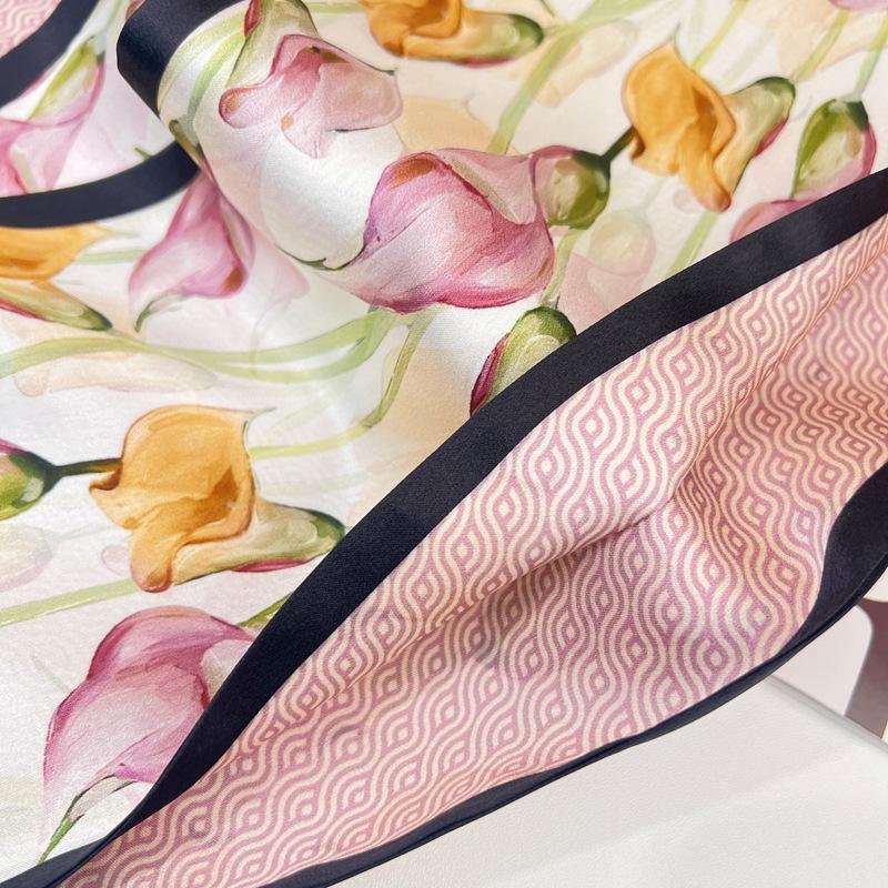 New In Spring! Silk Scarf Femininity Fresh Mulberry Silk Silk Scarf Thin, Narrow And Long Double-Sided Scarf Streamer