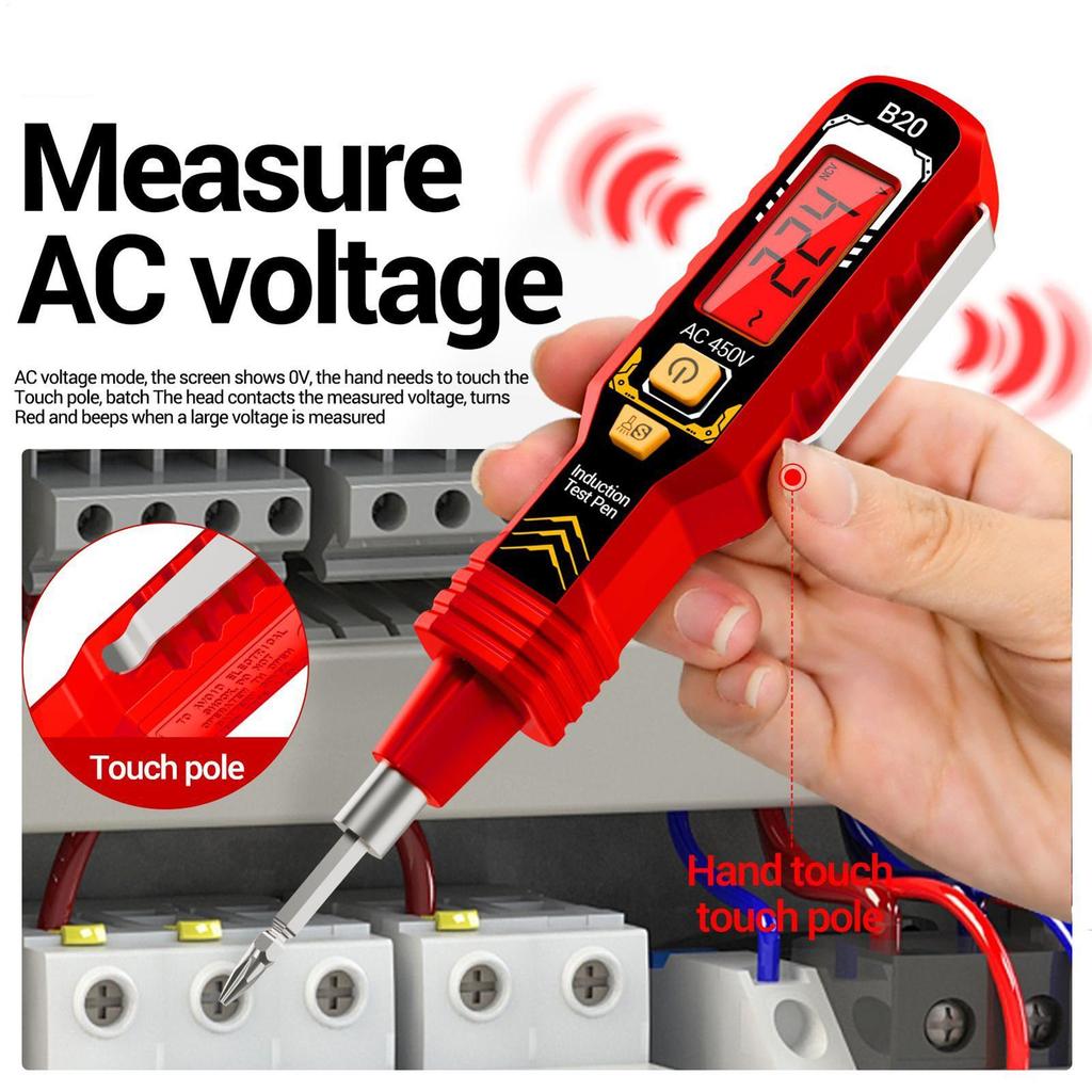 Voltage Tester Double-Head Electrical Outlet Voltage Detector Auto-Ranging Measuring Tool With LED Light High-Accuracy Circuit