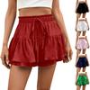 Женские модные однотонные широкие шорты с эластичной талией, повседневные юбки