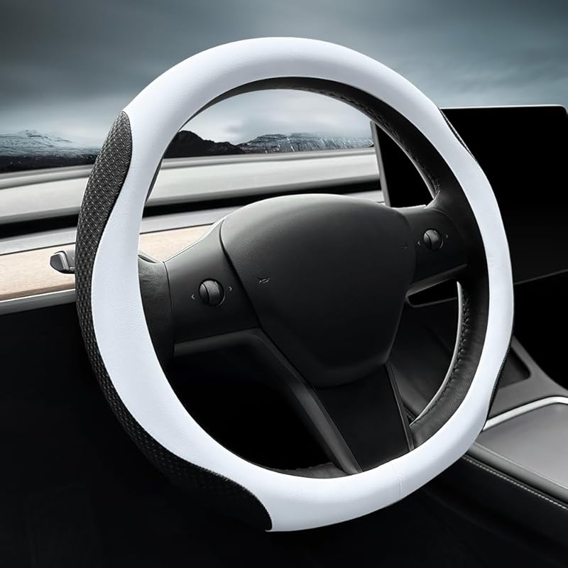 LKWLIKEI Nappa Leather Ultra-Thin Steering Wheel Cover, For Tesla Model 3/Y Steering Wheel Cover, Non-Slip Design And Interior Modification Of Car