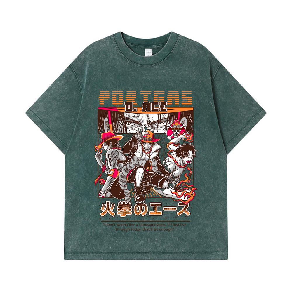 275 GSM Washed T-shirts 100% Cotton One Piece V17 Ace Print Unisex Heavy Cotton T Shirt