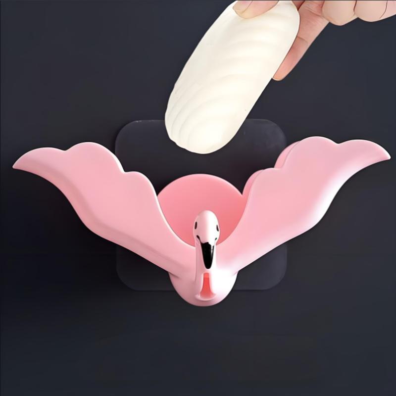 Креативная мыльница в форме фламинго, подставка для мыла для душа, ванной комнаты, без сверления, поднос для мыла, настенная мыльница, держатель для хранения