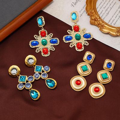 Женские классические барочные серьги-миддл, ювелирные изделия, кристалл, золотистый цвет, изысканные роскошные серьги, женские серьги-подвески для вечеринки, банкета