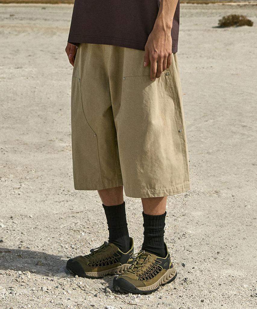 MINIMALPROJECT Wide Carpenter Cotton Bermuda Half Pants Msp303 [Beige]
