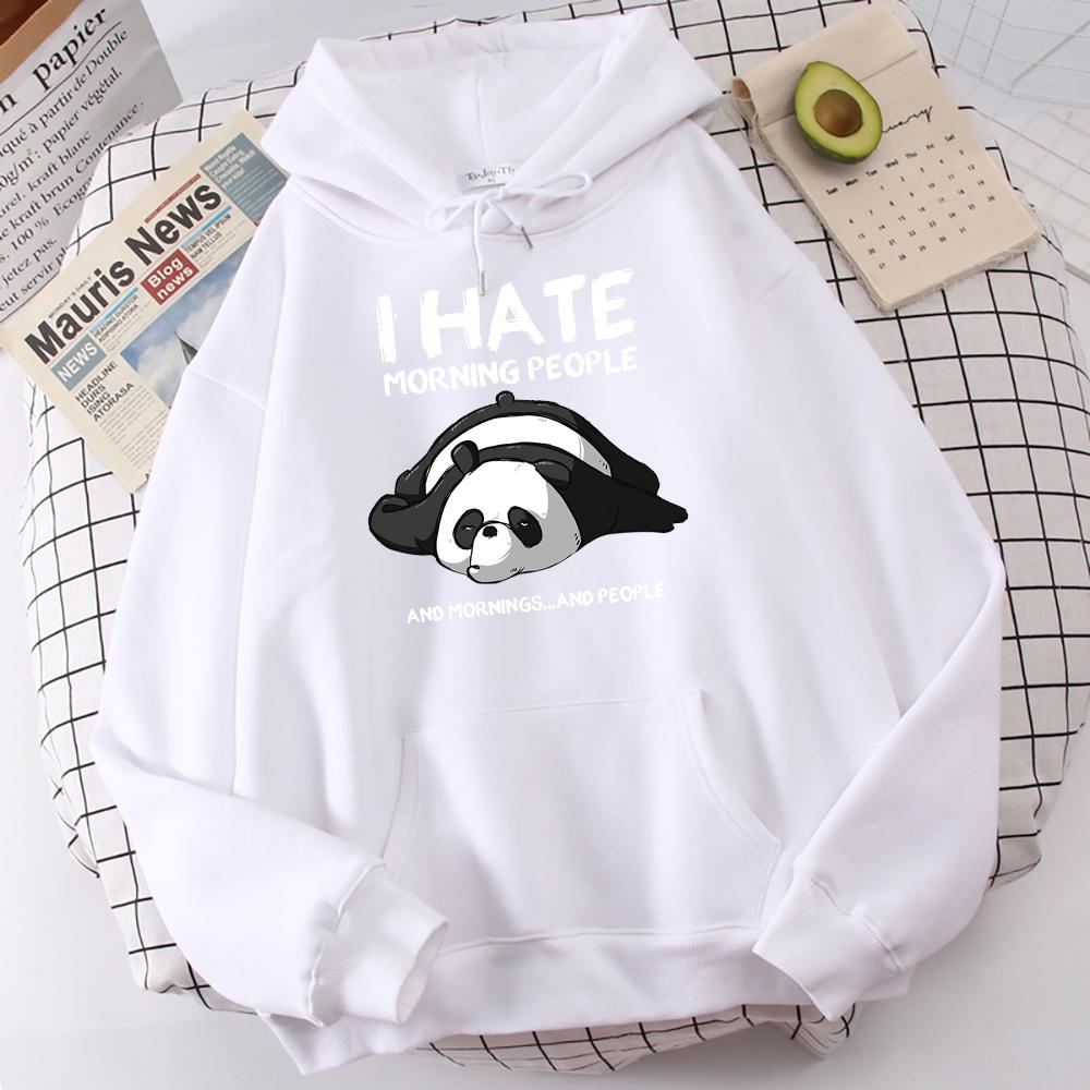 Ленивая панда, я ненавижу утренних людей, толстовка с принтом, женская повседневная модная толстовка с капюшоном, осенняя мягкая толстовка в стиле Харадзюку, теплая спортивная одежда для мужчин