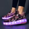 29-40 Girl Skate Shoes Can Be Charged and Switched To Girls Light-emitting Sneakers Usb for Kids Bling Bling Shoes Luminous Roller Sneakers