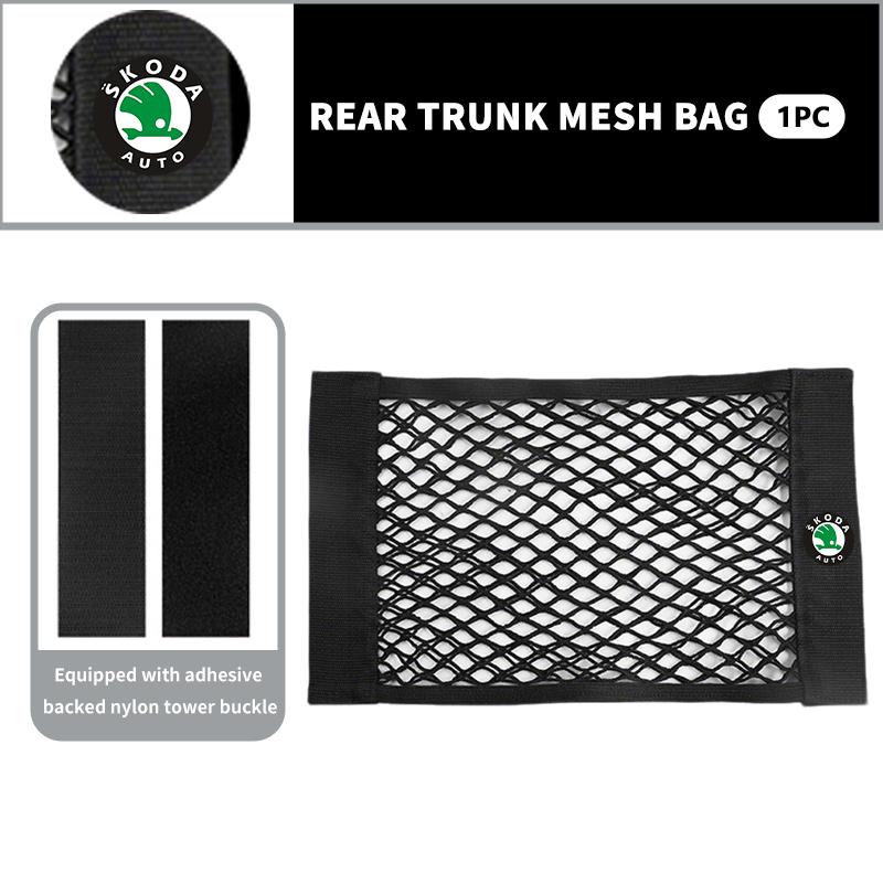 DECL5 For Skoda Car Trunk Net Pocket Mesh Bag Storage Holder Auto Interior Accessories Kamiq Karoq Octavia 2 3 Rapid Scala Kami Fabia