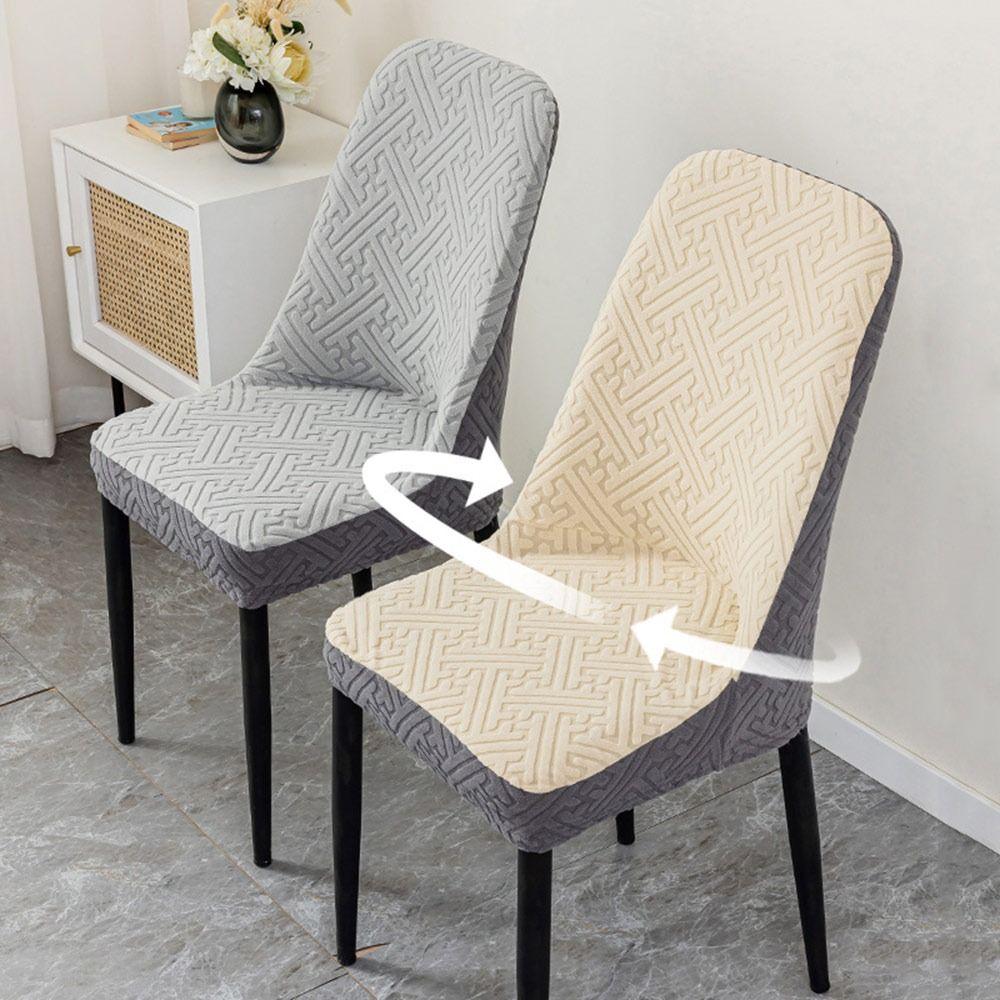 Curved Dining Chair Cover Anti-slip Backrest Protector Integrated Seat Cover for Home Decoration