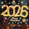 2026 Merry Christmas Window Cling Removable Waterproof PVC Xmas Golden Light String Static Glass Sticker Holiday Party Decoration Decal