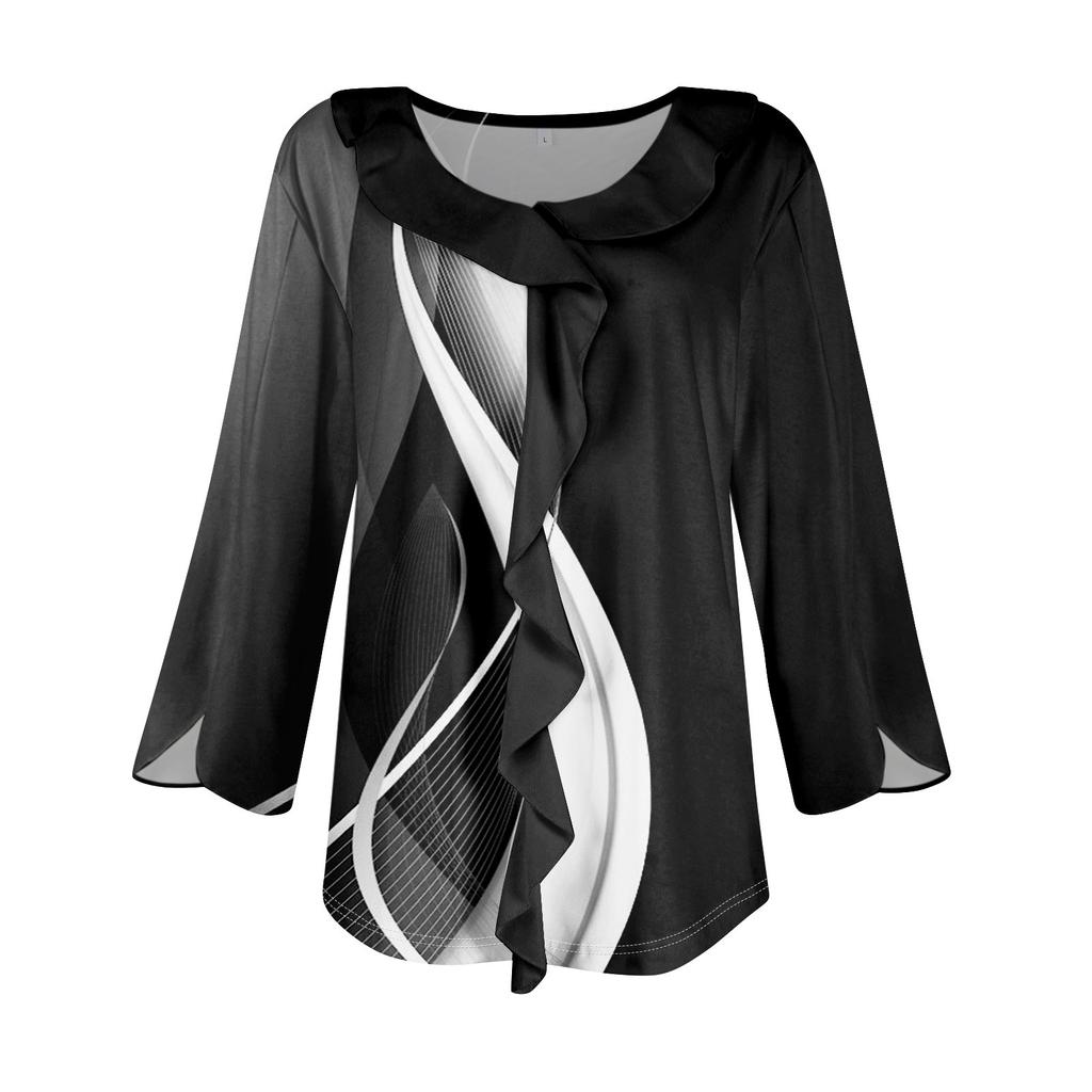 Рубашки с рукавом 3/4 для женщин, милые топы, футболки с рисунком, блузки, повседневные базовые топы больших размеров, пуловеры